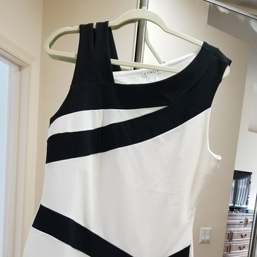 Venus B/W color block  fitted side zip